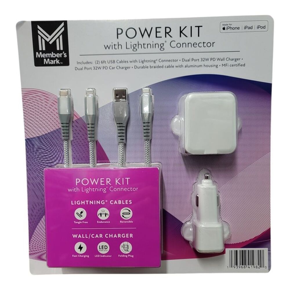 Member's Mark Power Kit with Connector & Cables and Wall/Car Charger